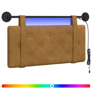 vidaXL Hangend hoofdbord Met LED-verlichting Bruin Fluweel