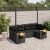 vidaXL 6-delige Loungeset met kussens poly rattan zwart