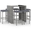 vidaXL 7-delige Tuinbarset met kussens poly rattan grijs