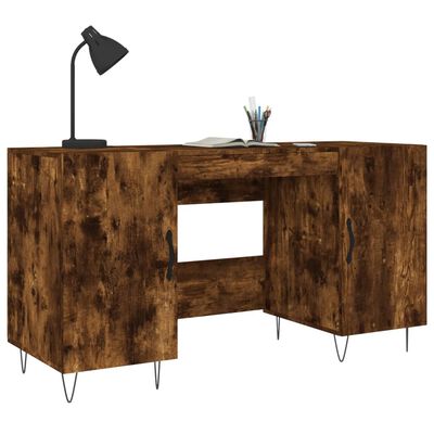 vidaXL Bureau 140x50x75 cm bewerkt hout gerookt eikenkleurig