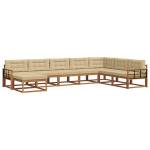 vidaXL Buiten bankenset met kussen 8 pcs Natuurlijk en Beige