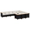 vidaXL 10-delige Loungeset met kussens poly rattan zwart