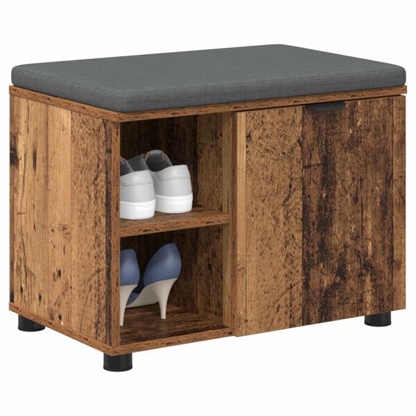 vidaXL Halbank met kussen Effen Oudhout 60 x 38 x 46 cm