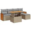 vidaXL 6-delige Loungeset met kussens poly rattan acacia beige