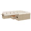 vidaXL 11-delige Tuinset met kussens poly rattan beige