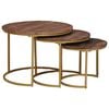 vidaXL Nest Koffietafels 3 pcs Donkerbruin Massief mangohout en staal