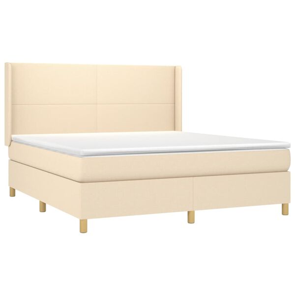 vidaXL Boxspring met matras en LED stof cr&egrave;mekleurig 160x200 cm