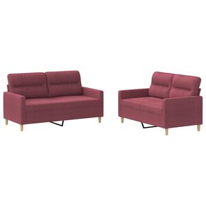 vidaXL 2-delige Loungeset met kussens stof wijnrood
