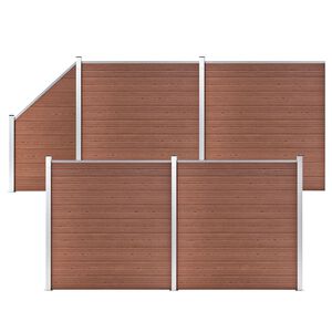 vidaXL Schuttingset 4 vierkant en 1 schuin 792x186 cm HKC bruin