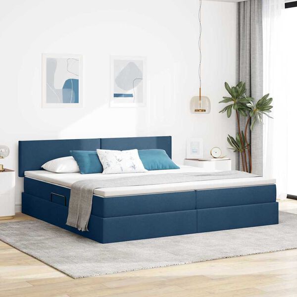 vidaXL Opbergbed met matras met matras Blauw 200 x 200 cm Bewerkt hout