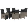 vidaXL Tuin eettafelset met kussen 7 pcs Grijs poly rattan