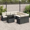 vidaXL Tuin Sofa Set met kussen met kussen 9 pcs Zwart Poly Rattan