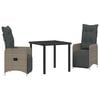 vidaXL Tuin eettafelset 3 pcs Grijs poly rattan