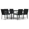 vidaXL 7-delige Tuinset met kussens poly rattan en staal