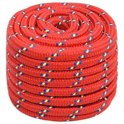 vidaXL Boottouw 20 mm 50 m polypropyleen rood