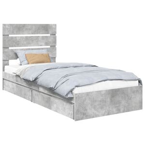 vidaXL Opslag bed met hoofdeinde Beton Grijs 70 x 190 cm Bewerkt hout
