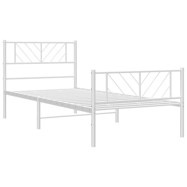 vidaXL Bedframe met hoofd- en voeteneinde metaal wit 107x203 cm