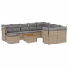 vidaXL 11-delige Tuinset met kussens poly rattan beige