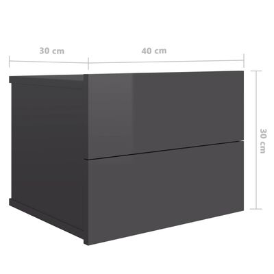 vidaXL Nachtkastje 40x30x30 cm spaanplaat hoogglans grijs