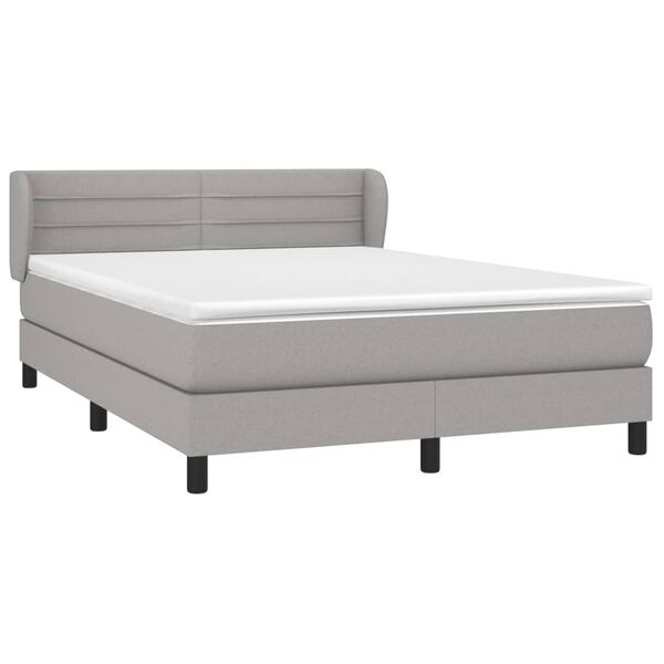 vidaXL Boxspring met matras stof lichtgrijs 140x200 cm