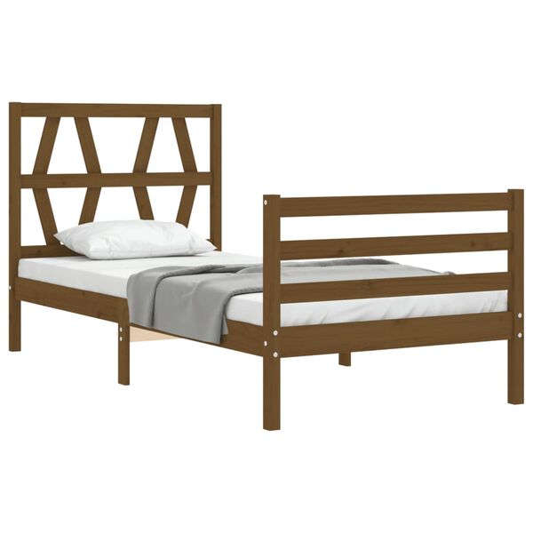 vidaXL Bedframe met hoofdbord massief hout honingbruin