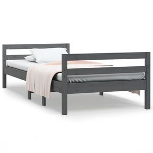 vidaXL Bedframe 75x190 cm massief grenenhout grijs