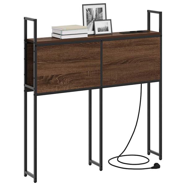 vidaXL Opberghoofdbord met Oplaadstation bruin eikenkleur Bewerkt hout