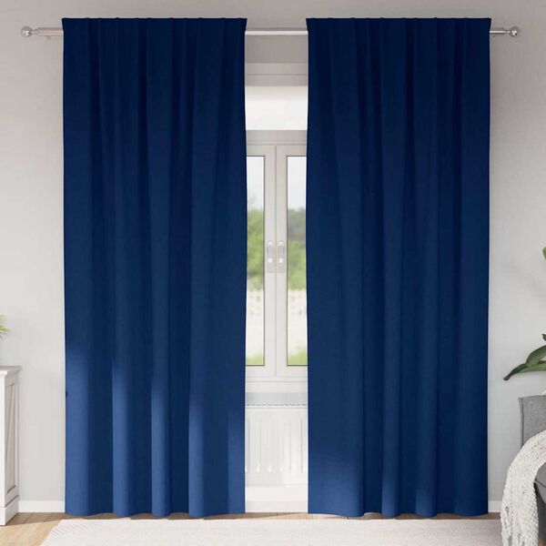 vidaXL Zwart-out Gordijnen met Ringen 2 pcs Donkerblauw 260 x 140 cm