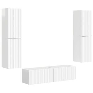 vidaXL Tv-meubelset 6 pcs Hoogglans wit Bewerkt hout