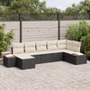 vidaXL Tuin Sofa Set met kussen 7 pcs Zwart en Cr&egrave;me Poly Rattan
