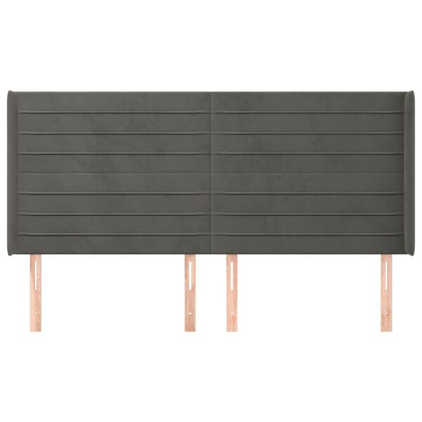 vidaXL Hoofdbord met randen 183x16x118/128 cm fluweel donkergrijs