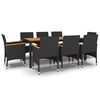 vidaXL 9-delige Tuinset poly rattan zwart