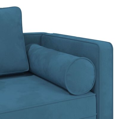 vidaXL Chaise longue met kussens fluweel blauw