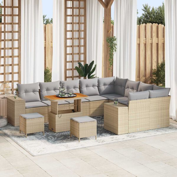 vidaXL Tuin Sofa Set 12 pcs Beige poly rattan