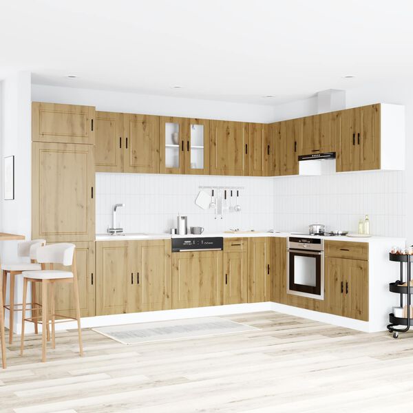 vidaXL Wastafel onderkast met opslag Porto 2 pcs Bruin Bewerkt hout