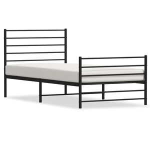 vidaXL Bedframe met hoofd- en voeteneinde metaal zwart 107x203 cm