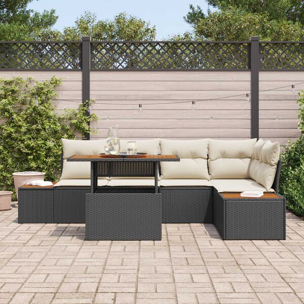 vidaXL Tuin Sofa Set met opslag 6 pcs Zwart Poly riet