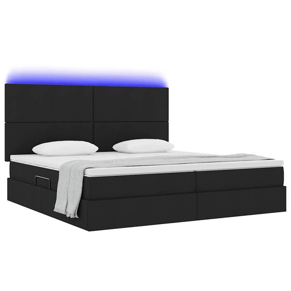 vidaXL Opbergbed met LED met matras Zwart 200 x 200 cm Polyester