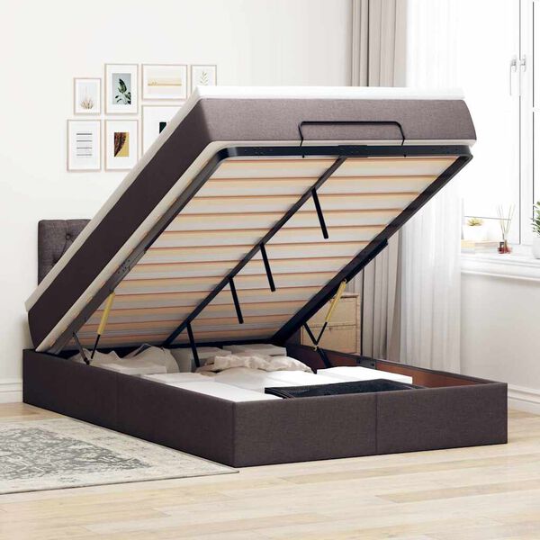 vidaXL Ottoman bed met matras en LED's 120x200 cm stof donkerbruin