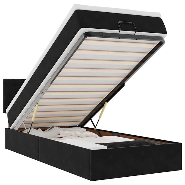 vidaXL Ottoman bed met matras en LED's 90x190cm fluweel zwart