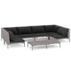 vidaXL 7-delige Loungeset met kussens poly rattan donkergrijs