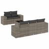 vidaXL 6-delige Loungeset met kussens poly rattan grijs
