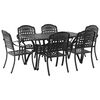 vidaXL Tuin eettafelset 7 pcs Zwart Aluminium