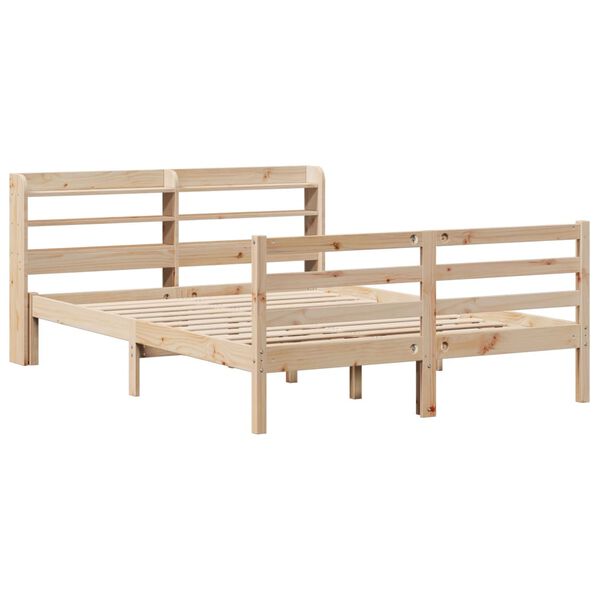 vidaXL Bedframe met hoofdbord massief grenenhout 120x190 cm