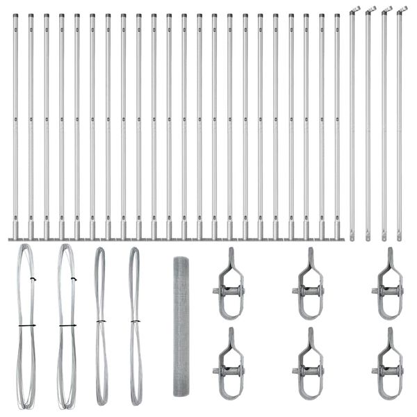 vidaXL Afrasteringspaal Zilver 50 x 1,2 m (19 x 19 mm gaas) Staal