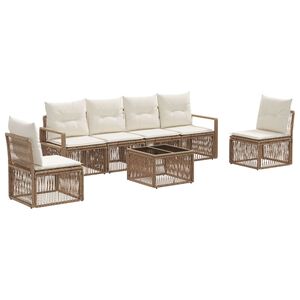 vidaXL Tuinbankenset 7 st Beige poly rattan