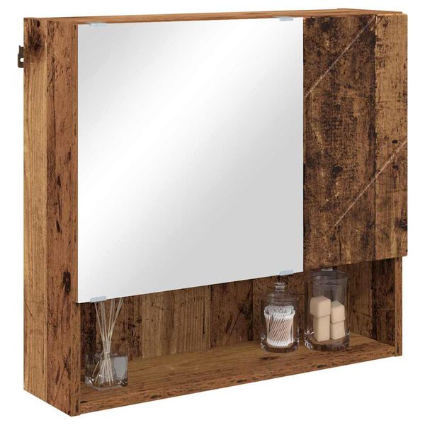 vidaXL Spiegelkast Wandgemonteerd Oudhout 59 x 17 x 55 cm Bewerkt hout