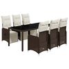 vidaXL 7-delige Bistroset met kussens poly rattan bruin