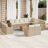 vidaXL 13-delige Loungeset met kussens poly rattan beige