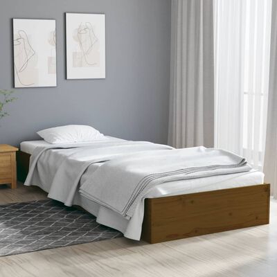 vidaXL Bedframe massief hout honingbruin 75x190 cm